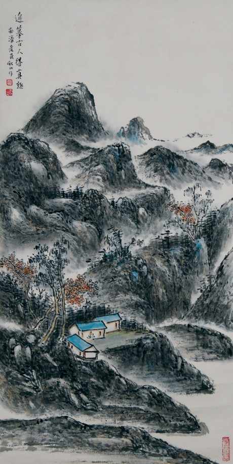 李秋水 山水立軸 68*34cm