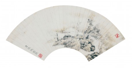 馮超然  山水扇面 52*18cm