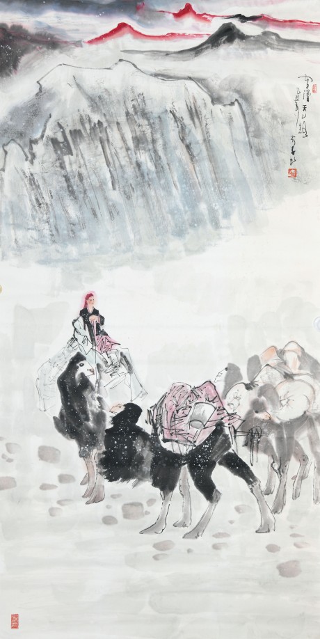 李山  山水鏡片	136*68cm