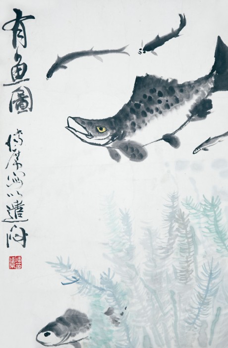 陳傳席  魚立軸	70*45cm